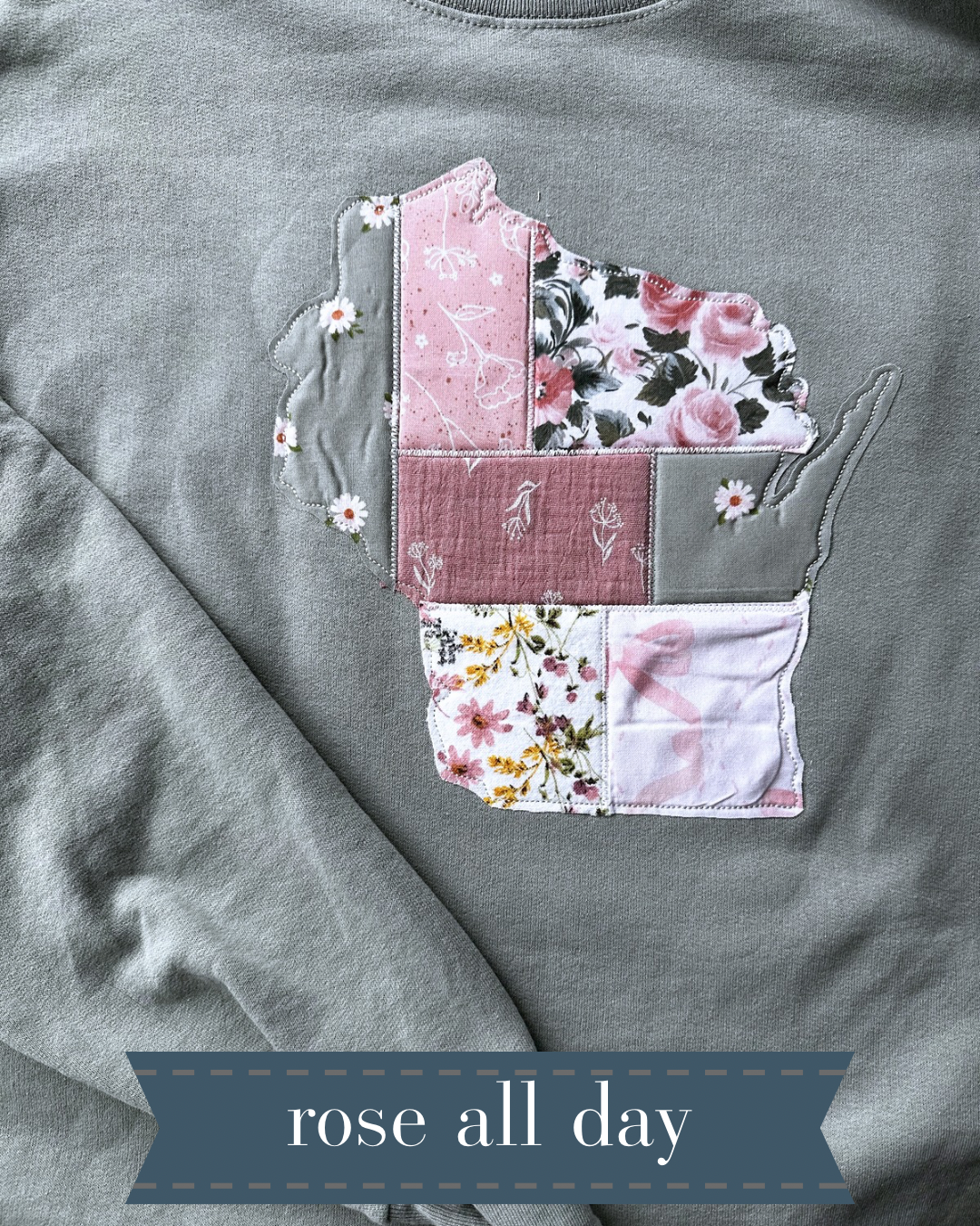 State of Comfort - Patchwork Embroidered Crewneck Sweatshirt