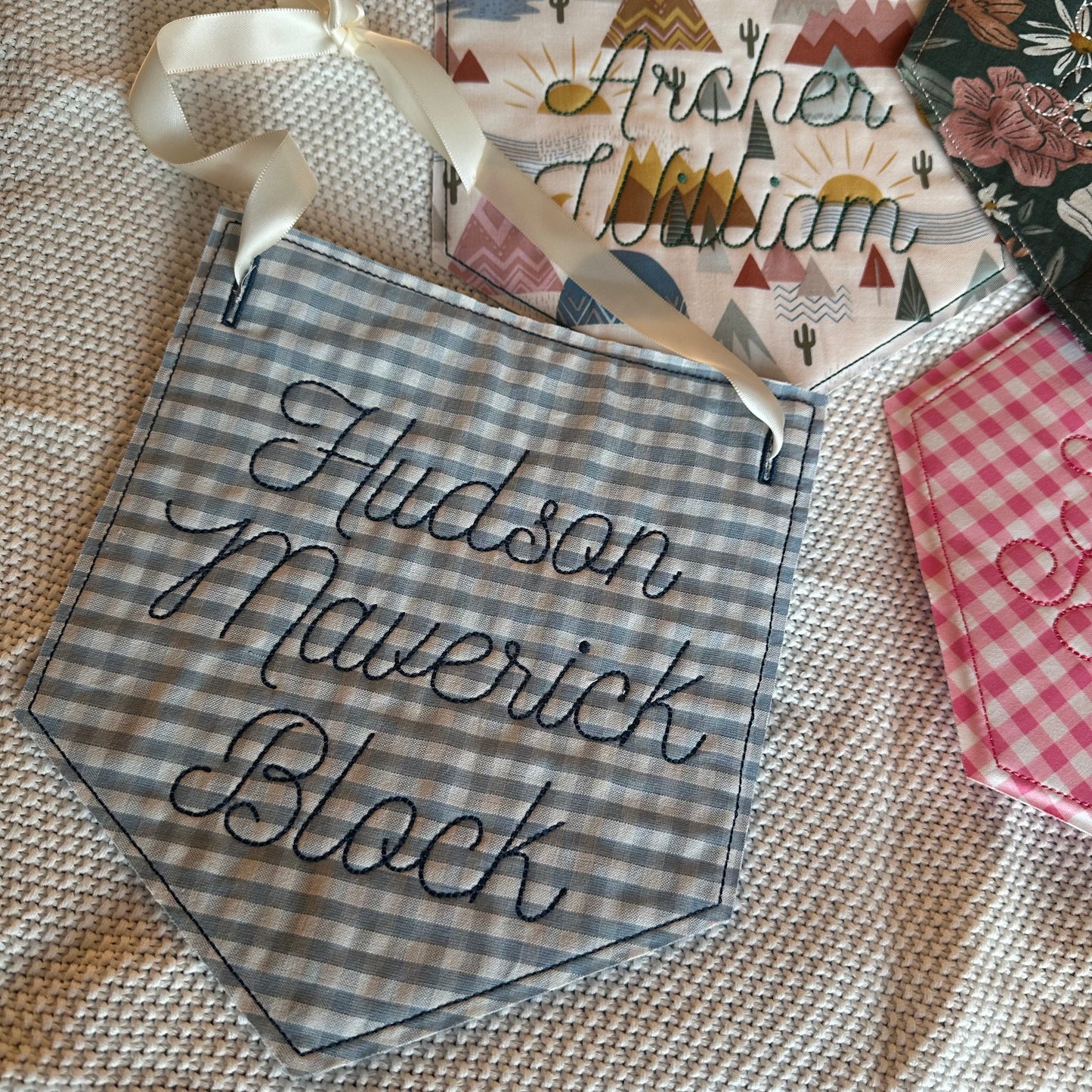8” Custom Embroidered Pendant Banner