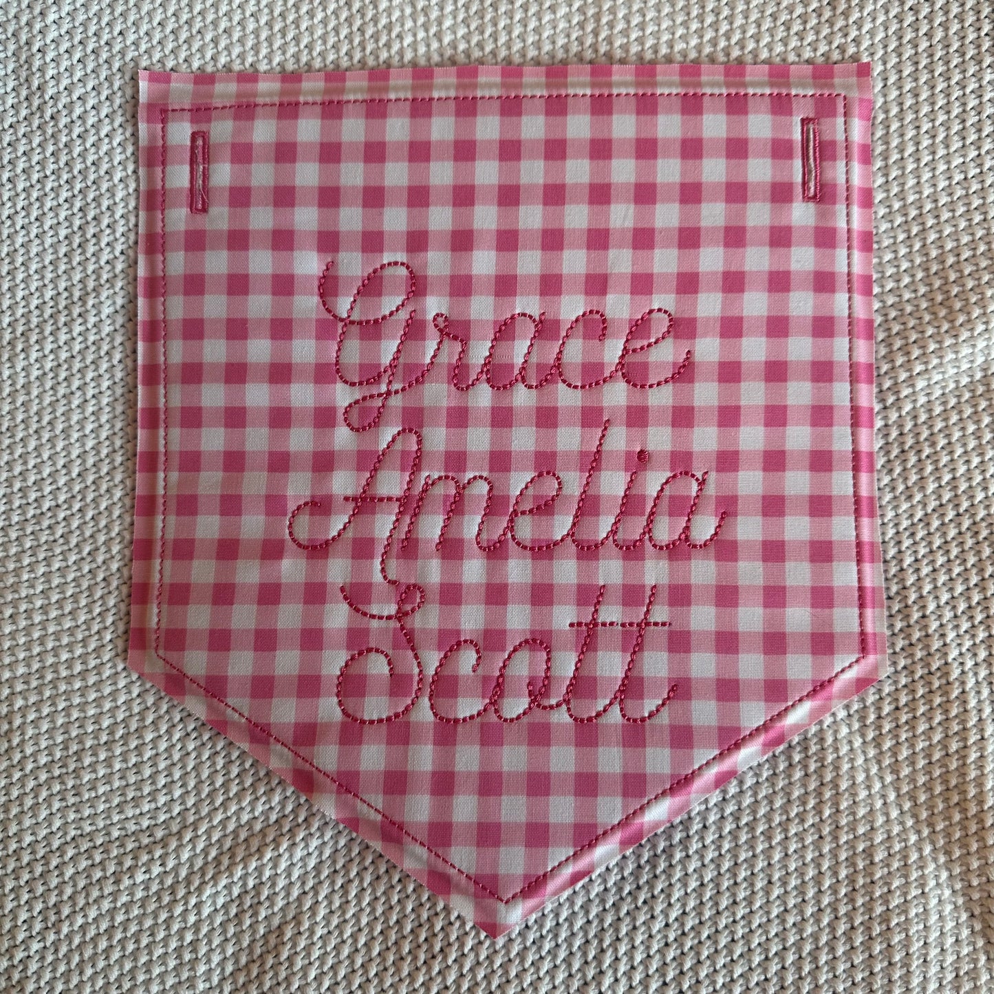 8” Custom Embroidered Pendant Banner