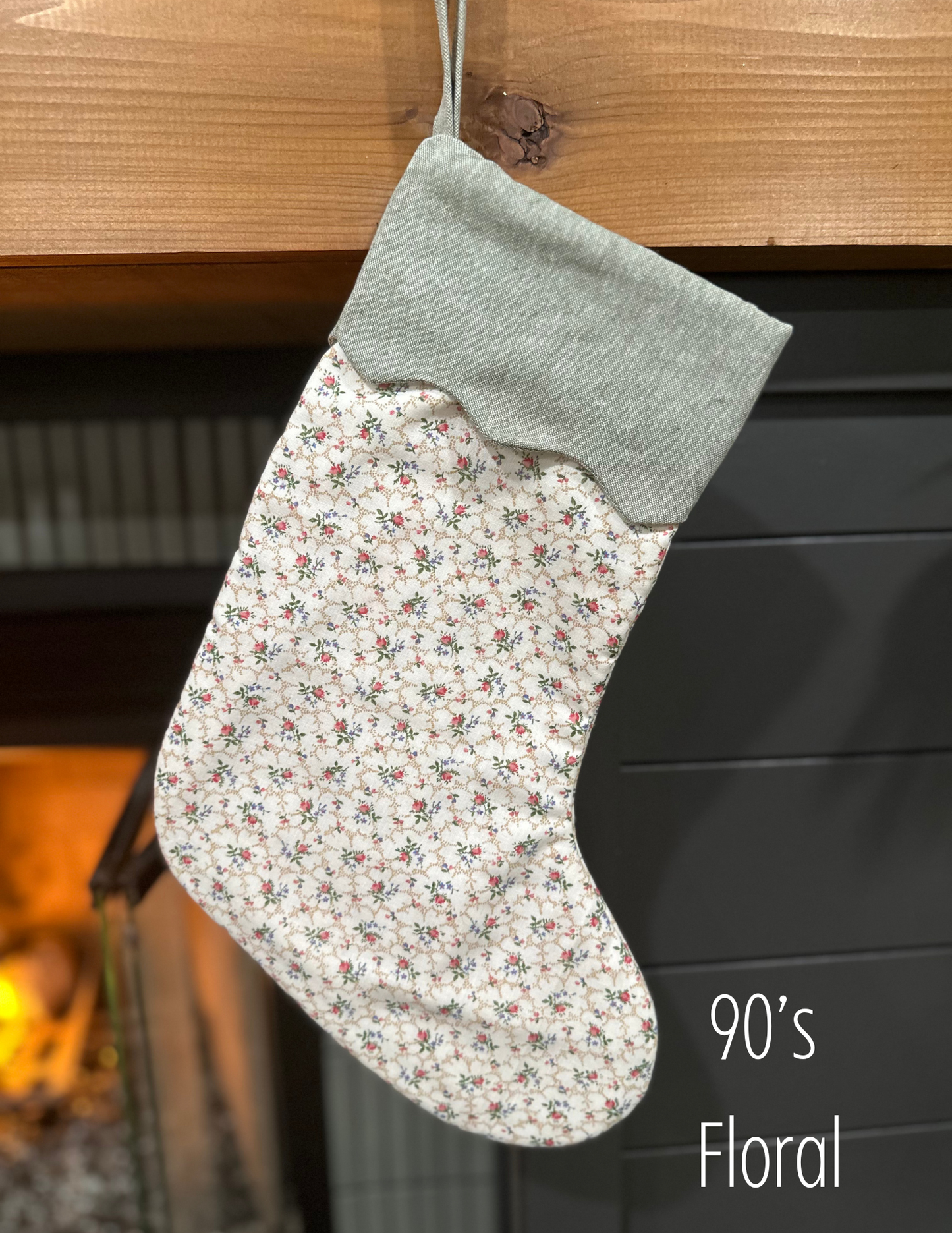 Handmade Christmas Stocking with Custom Name Embroidery – Personalized Holiday Stocking, Made to Order Gift