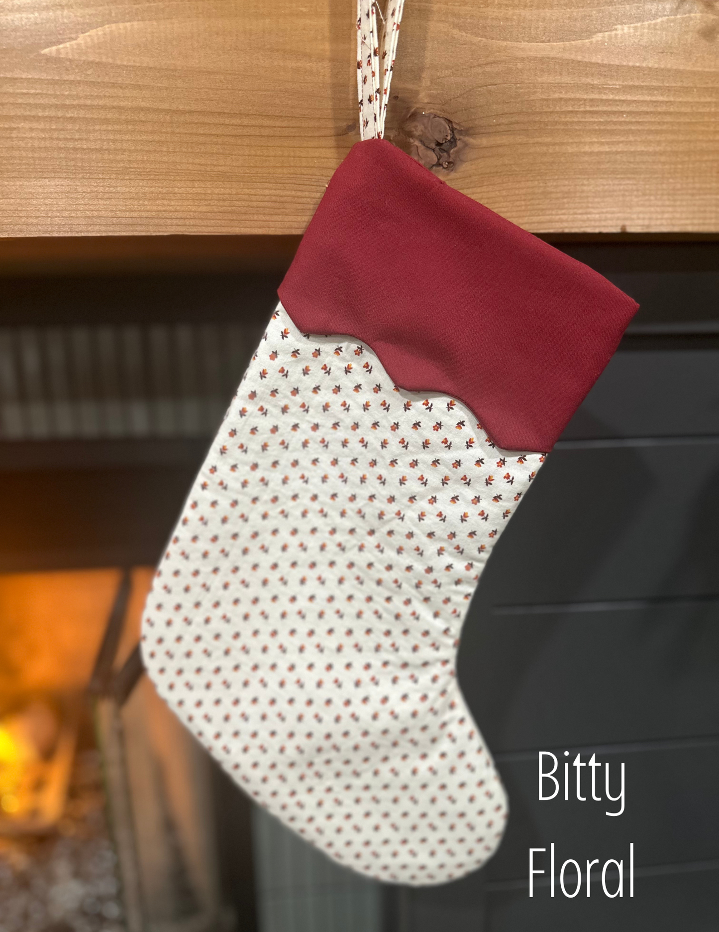 Handmade Christmas Stocking with Custom Name Embroidery – Personalized Holiday Stocking, Made to Order Gift