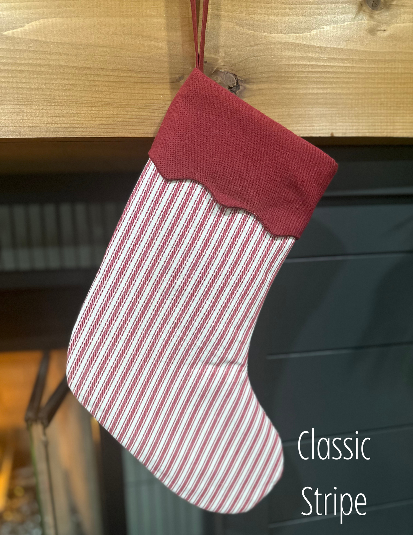 Handmade Christmas Stocking with Custom Name Embroidery – Personalized Holiday Stocking, Made to Order Gift