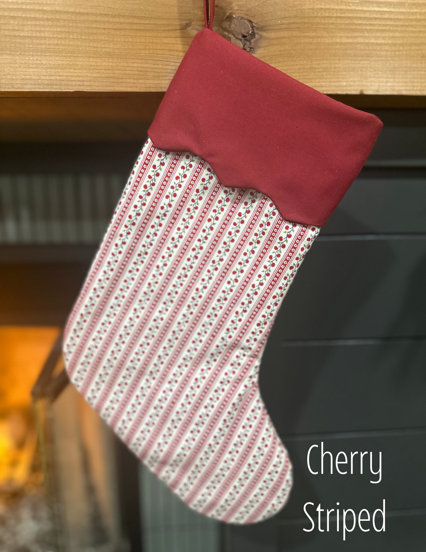 Handmade Christmas Stocking with Custom Name Embroidery – Personalized Holiday Stocking, Made to Order Gift