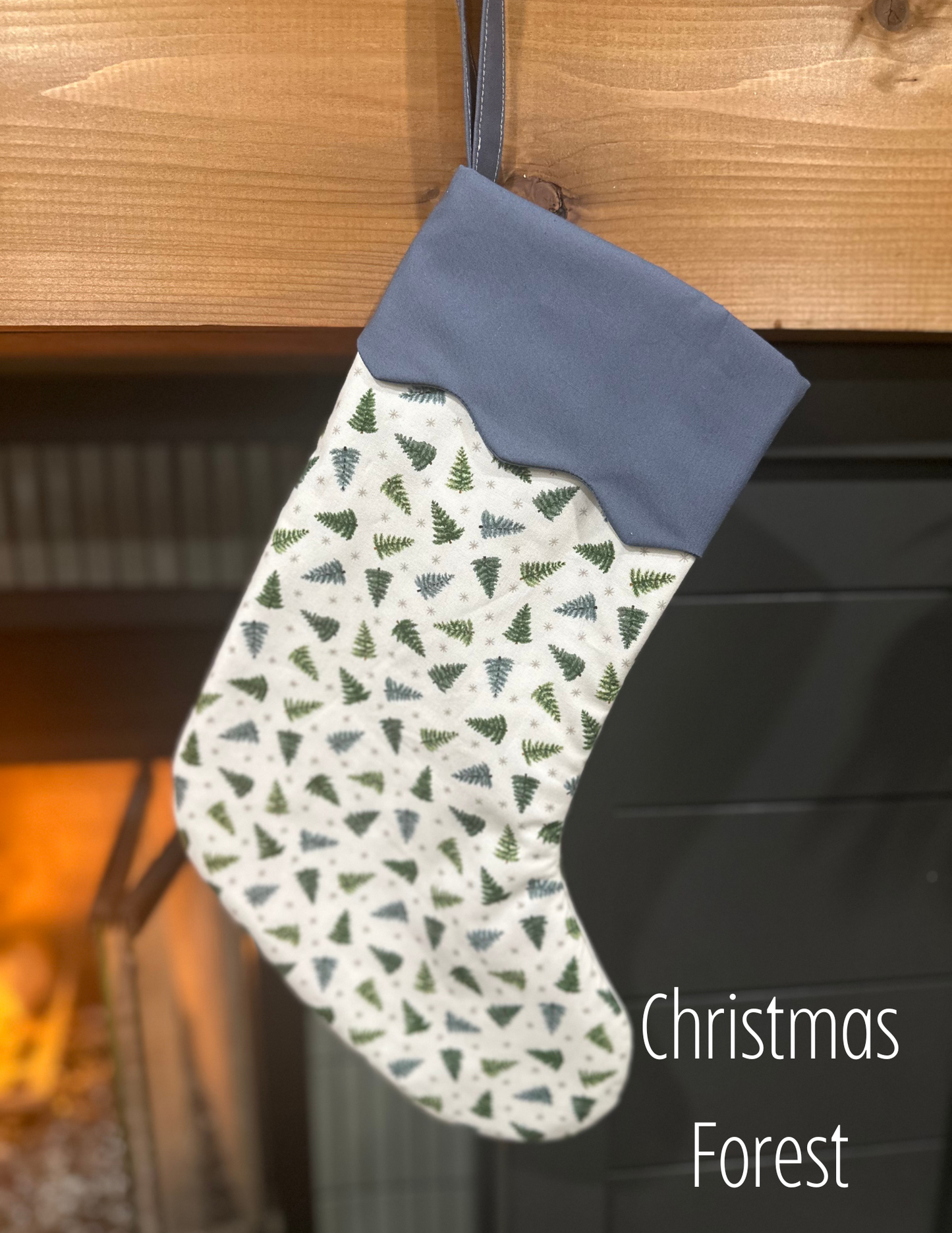 Handmade Christmas Stocking with Custom Name Embroidery – Personalized Holiday Stocking, Made to Order Gift