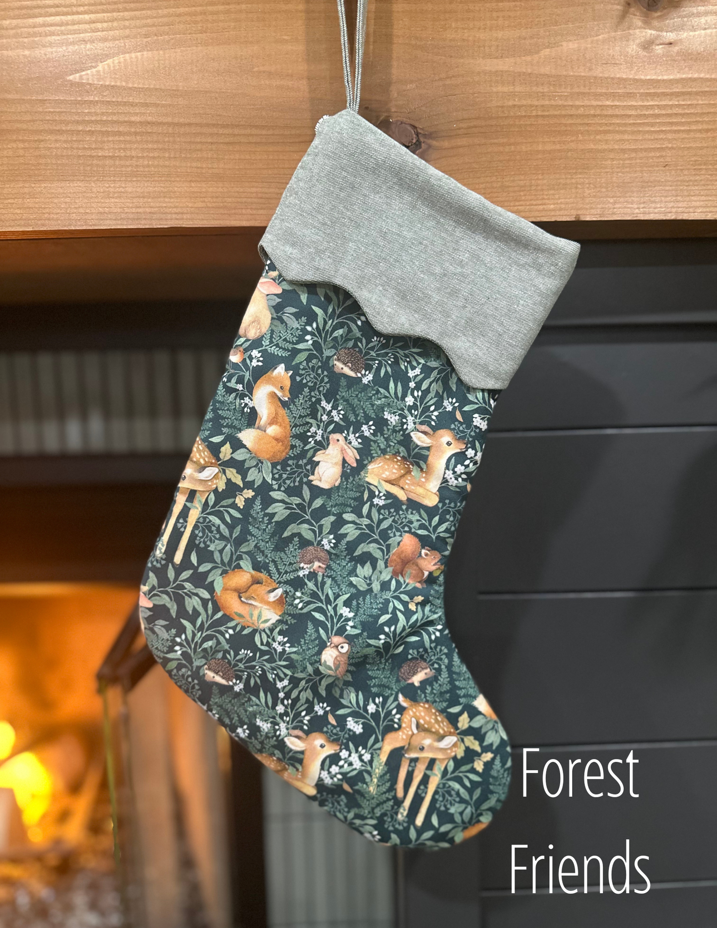 Handmade Christmas Stocking with Custom Name Embroidery – Personalized Holiday Stocking, Made to Order Gift