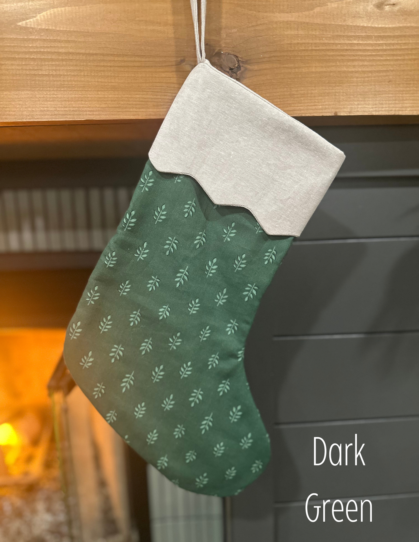 Handmade Christmas Stocking with Custom Name Embroidery – Personalized Holiday Stocking, Made to Order Gift