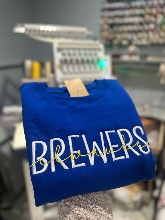 MKE Brewers Script Crewneck
