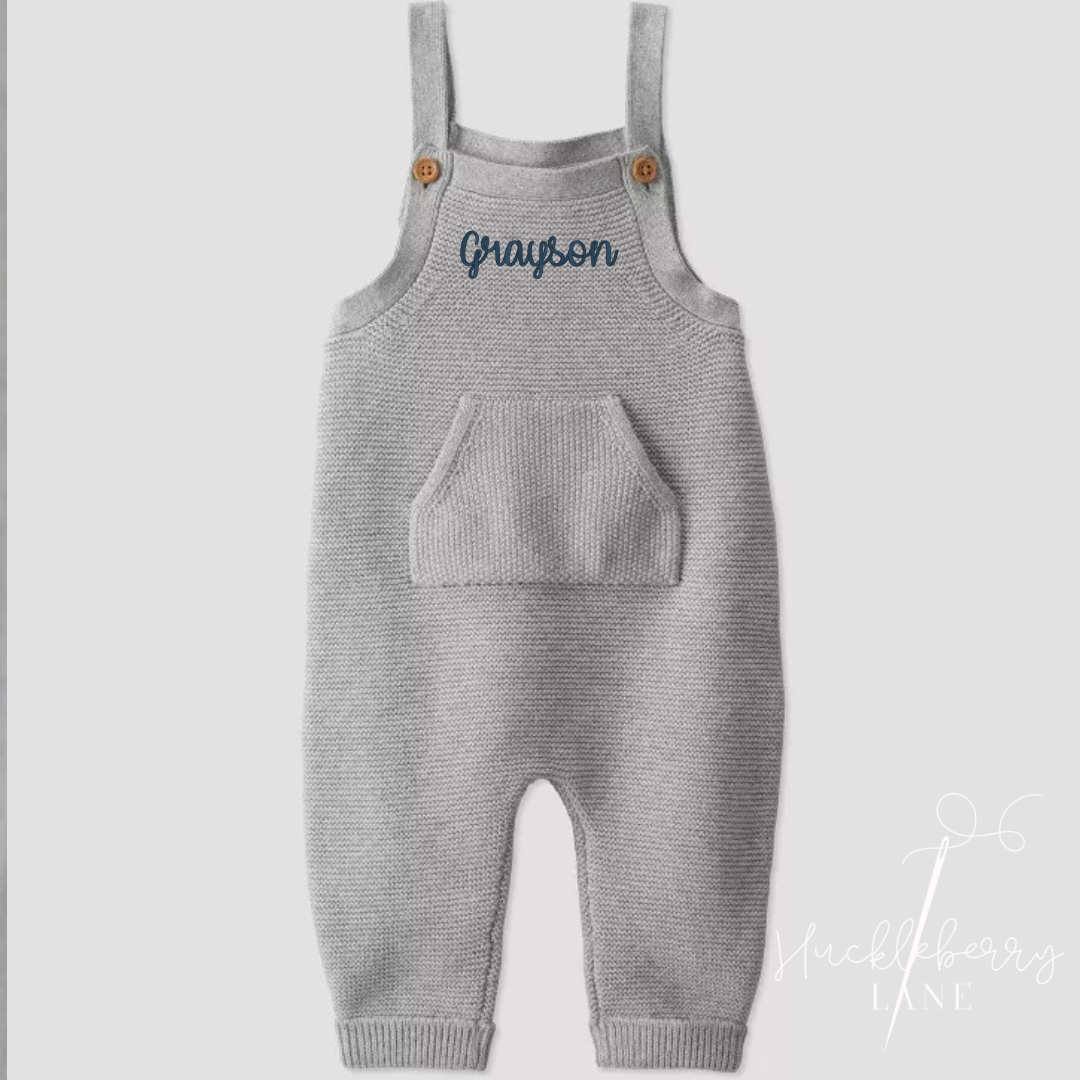 Gray Knitted Overall - Personalization Included