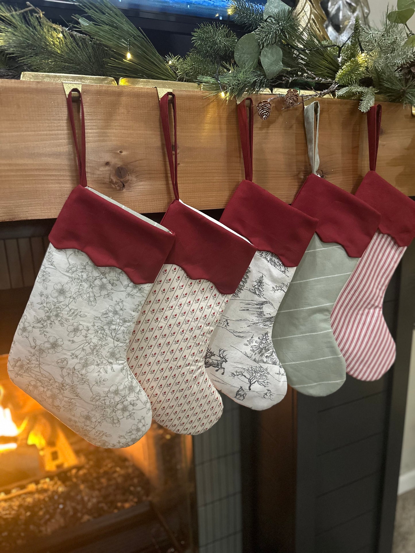 Handmade Christmas Stocking with Custom Name Embroidery – Personalized Holiday Stocking, Made to Order Gift