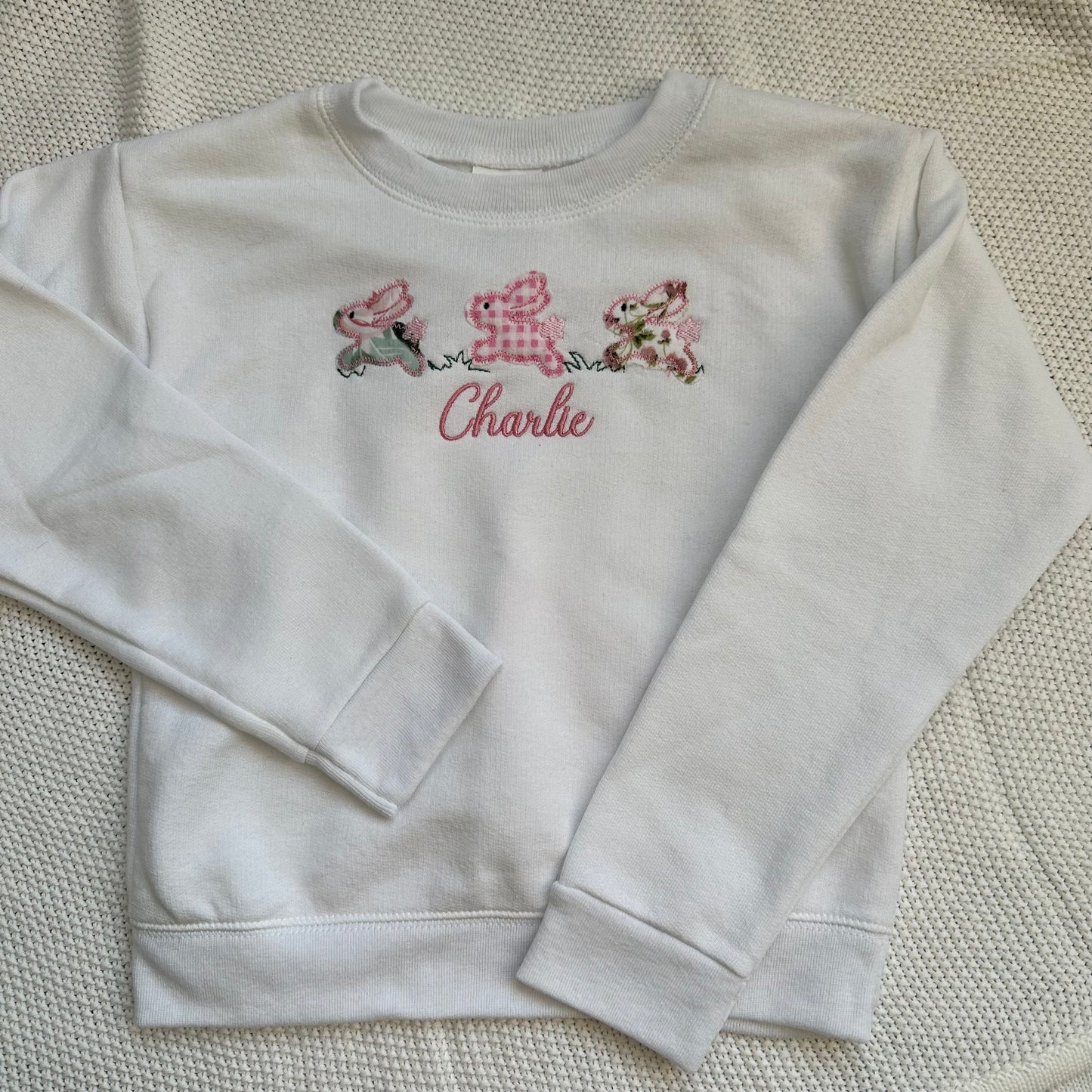 Hippity Hoppity Bunnies Embroidered Crew - Preorder Open through 3/14