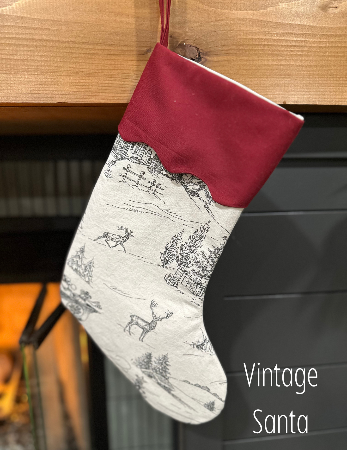 Handmade Christmas Stocking with Custom Name Embroidery – Personalized Holiday Stocking, Made to Order Gift