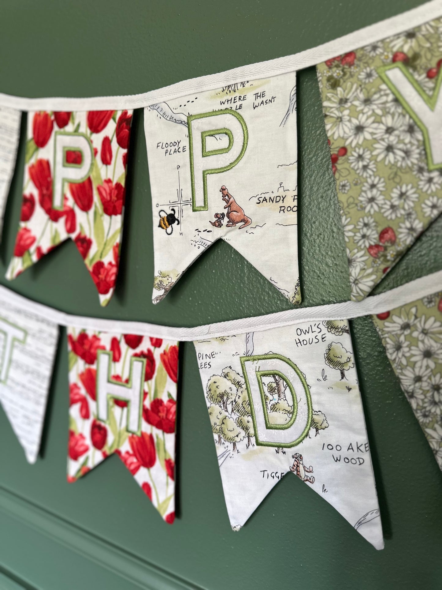 Embroidered Heirloom Birthday Banner - Winnie in the Spring