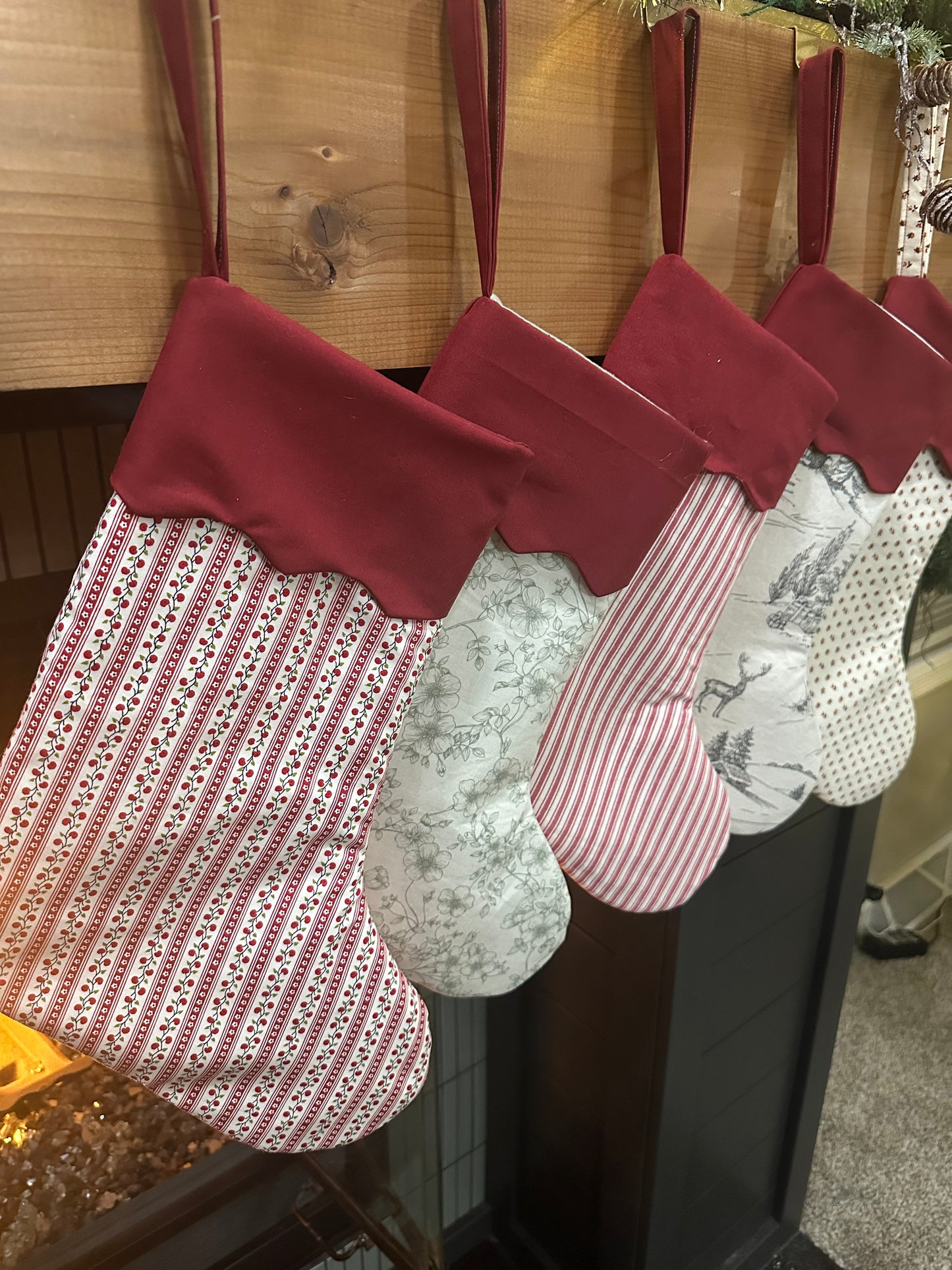 Handmade Christmas Stocking with Custom Name Embroidery – Personalized Holiday Stocking, Made to Order Gift