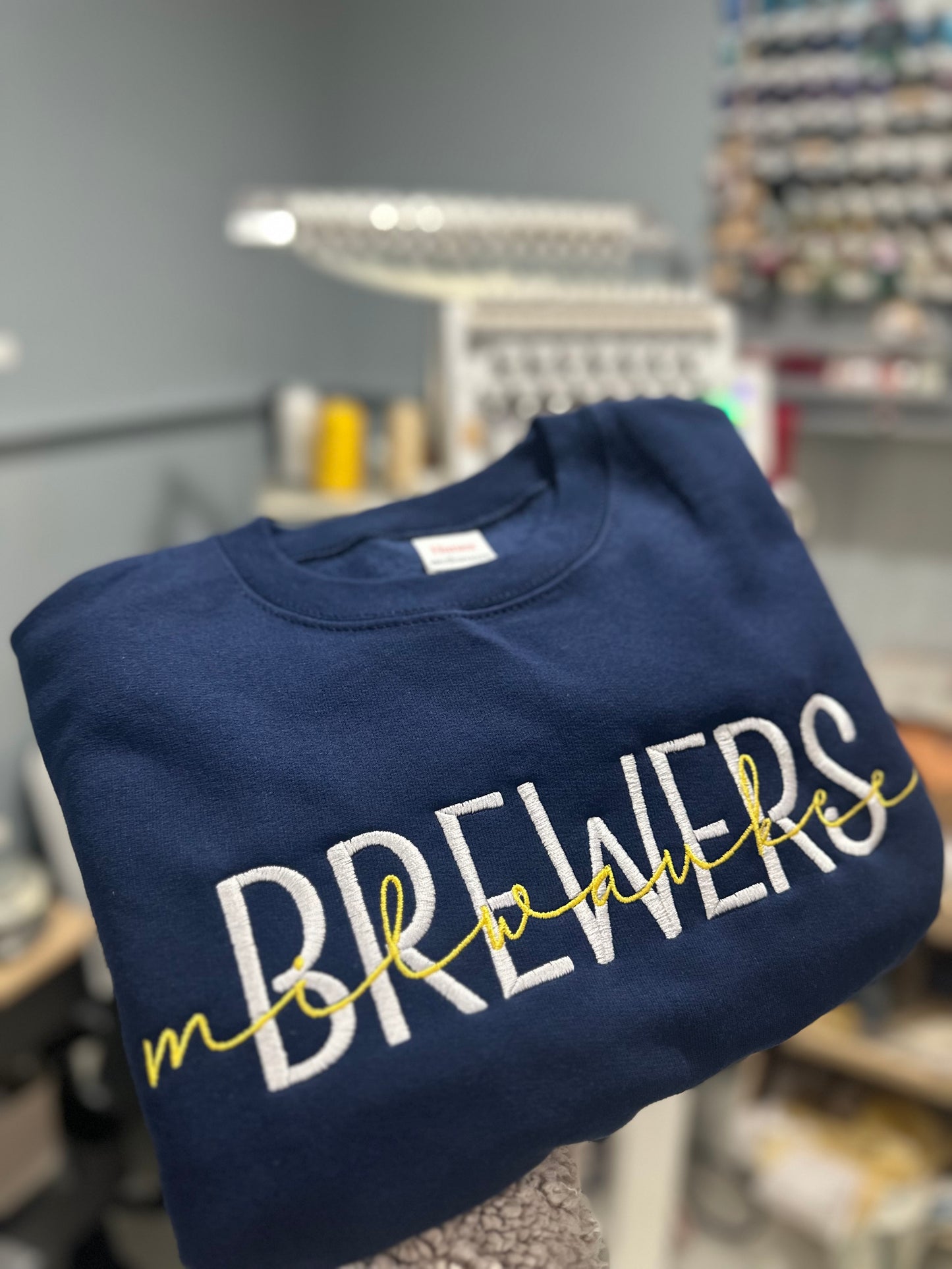 MKE Brewers Script Crewneck