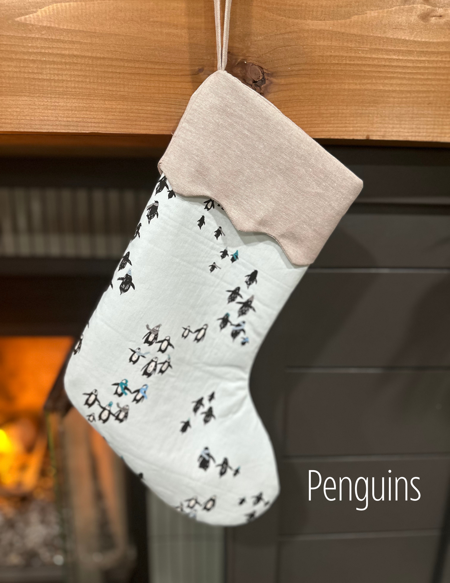 Handmade Christmas Stocking with Custom Name Embroidery – Personalized Holiday Stocking, Made to Order Gift