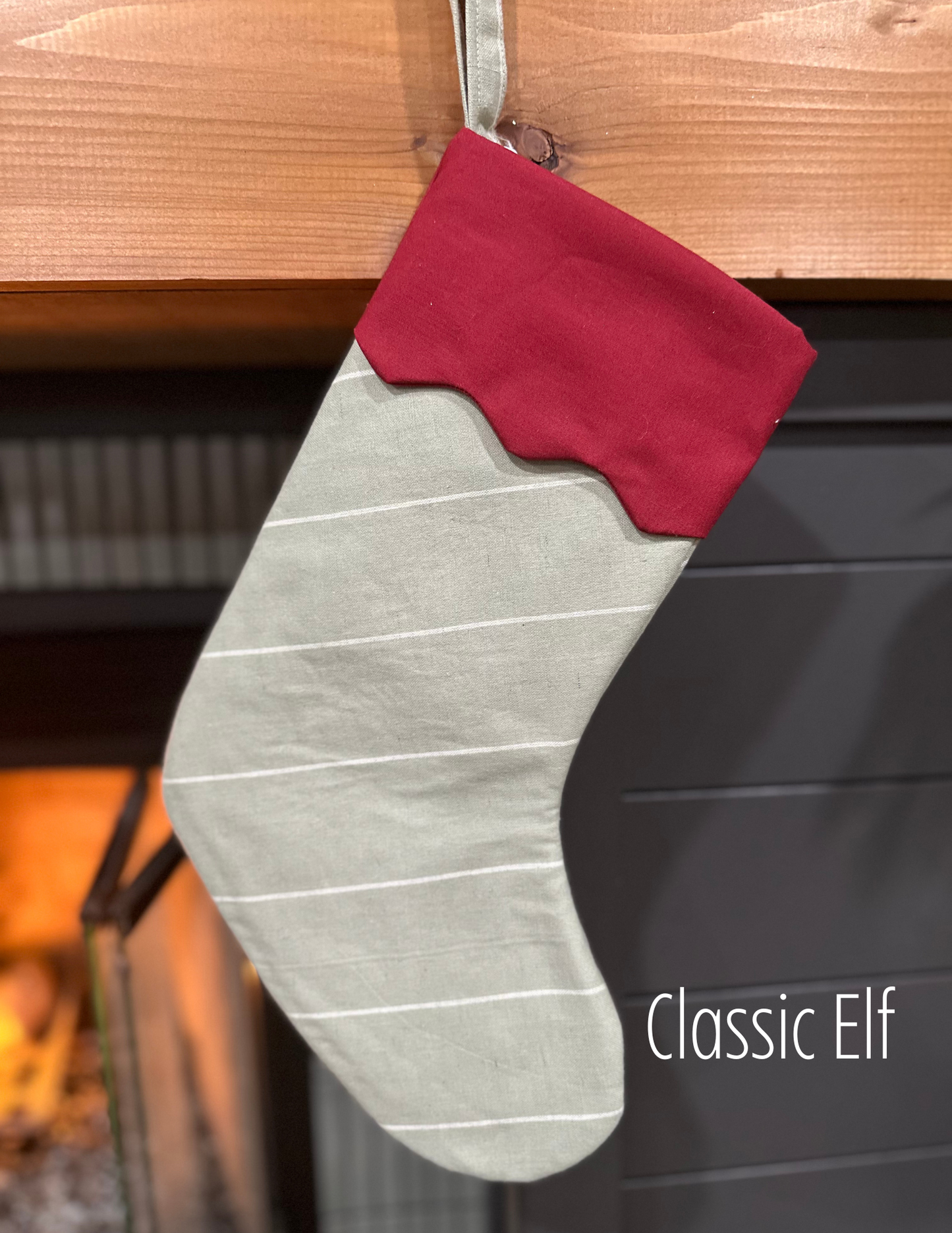 Handmade Christmas Stocking with Custom Name Embroidery – Personalized Holiday Stocking, Made to Order Gift