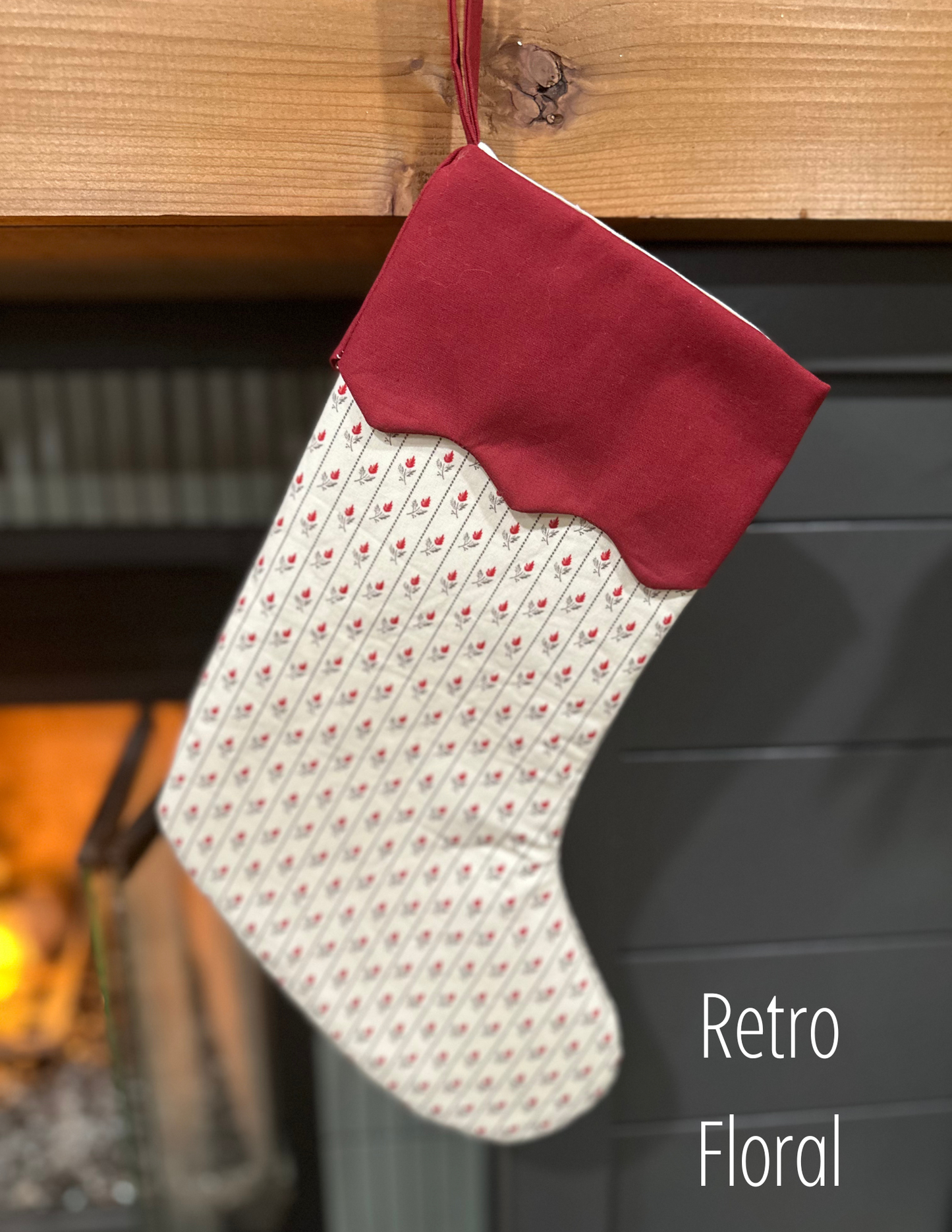 Handmade Christmas Stocking with Custom Name Embroidery – Personalized Holiday Stocking, Made to Order Gift