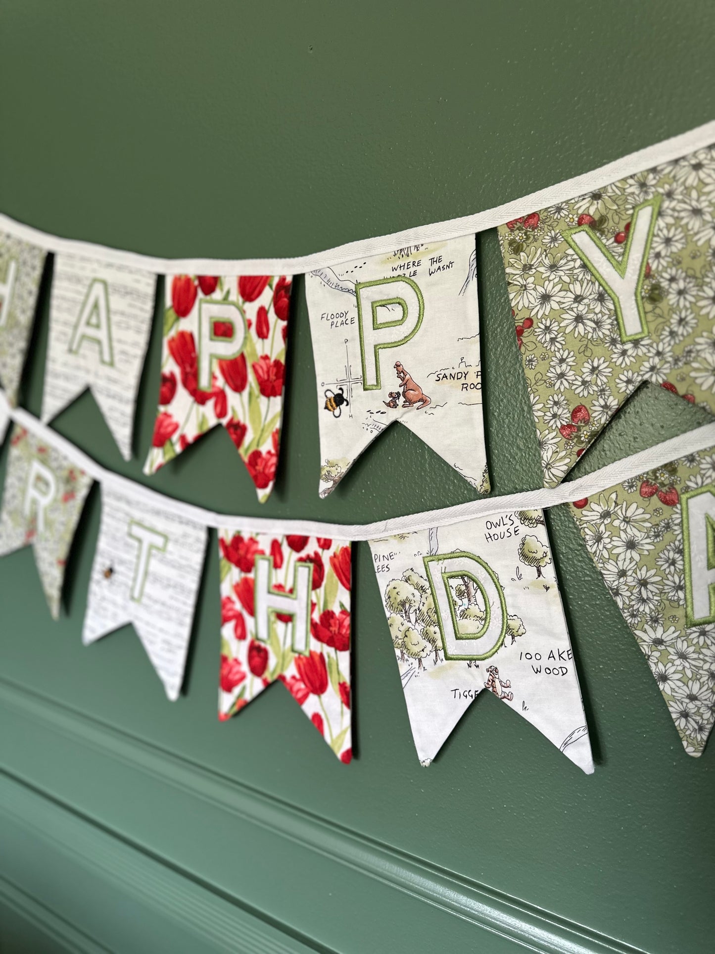 Embroidered Heirloom Birthday Banner - Winnie in the Spring