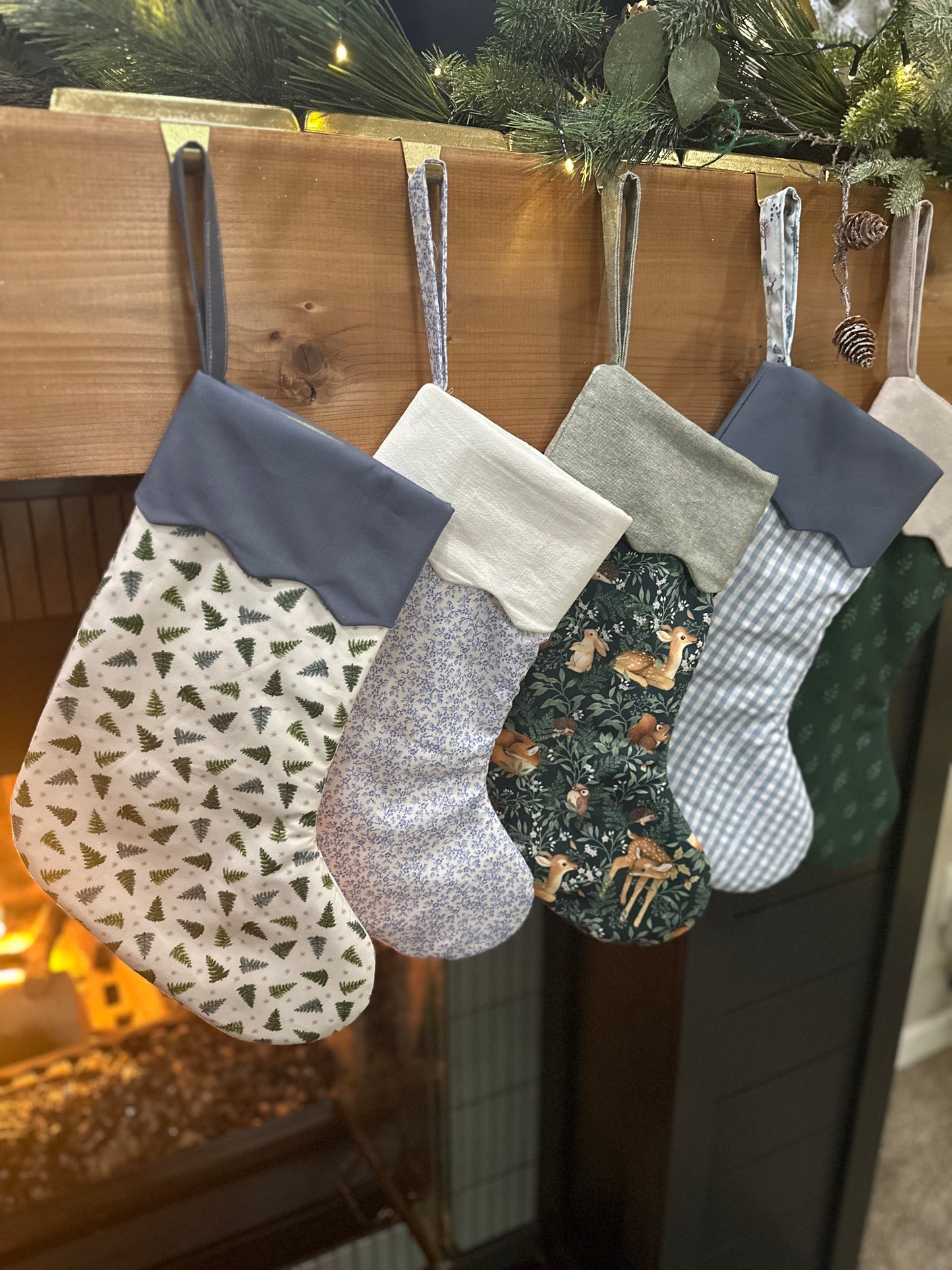 Handmade Christmas Stocking with Custom Name Embroidery – Personalized Holiday Stocking, Made to Order Gift