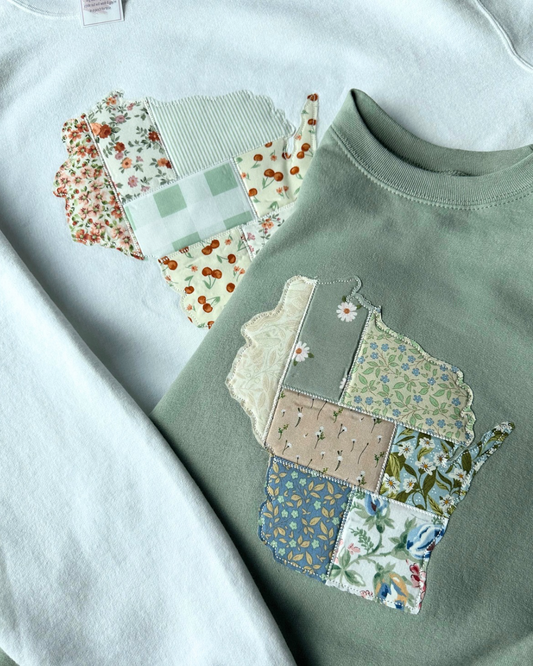 State of Comfort - Patchwork Embroidered Crewneck Sweatshirt