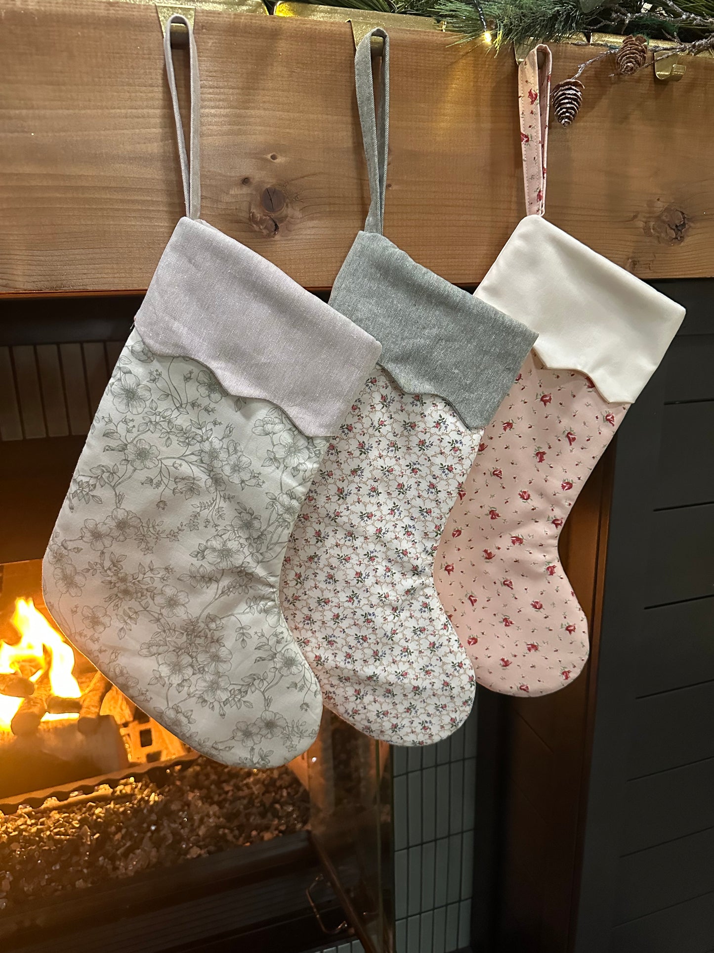 Handmade Christmas Stocking with Custom Name Embroidery – Personalized Holiday Stocking, Made to Order Gift